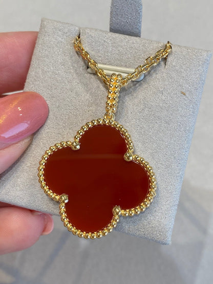 [Radiant Gem]¯CLOVER 25MM NECKLACE GOLD CARNELIAN