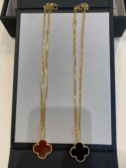 [Radiant Gem]¯CLOVER 25MM NECKLACE GOLD CARNELIAN