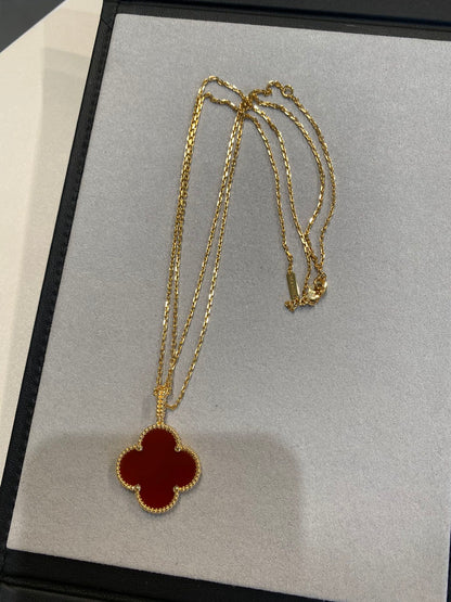[Radiant Gem]¯CLOVER 25MM NECKLACE GOLD CARNELIAN