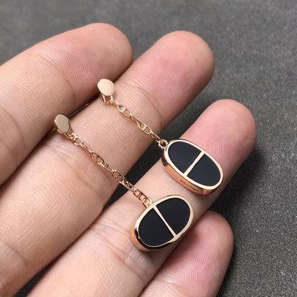 [Radiant Gem]¯CHAINE VERSO BLACK CERAMIC SILVER EARRINGS