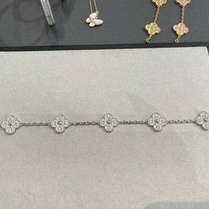 [Radiant Gem] New  CLOVER 5 MOTIF FULL DIAMOND BRACELET COLLECTION