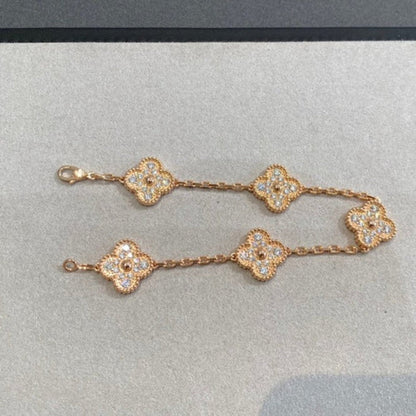 [Radiant Gem] New  CLOVER 5 MOTIF FULL DIAMOND BRACELET COLLECTION