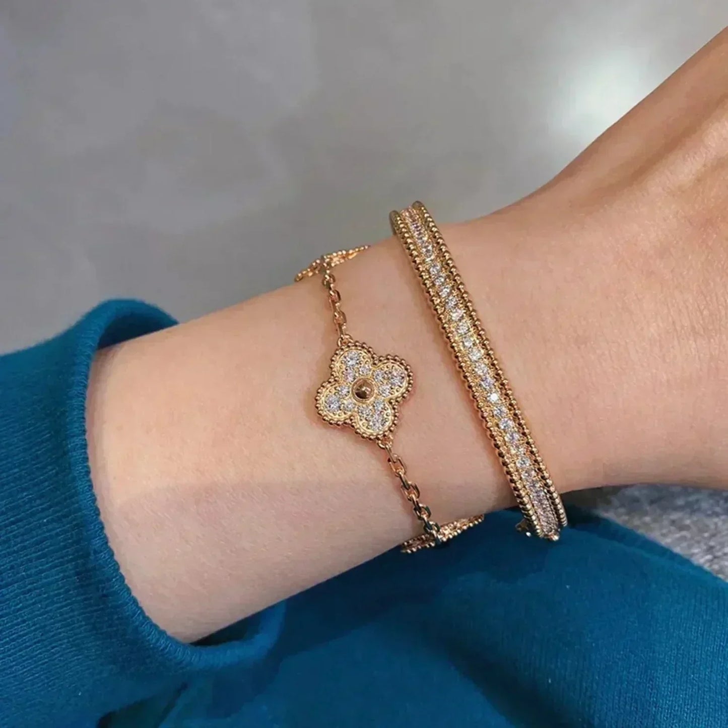 [Radiant Gem] New  CLOVER 5 MOTIF FULL DIAMOND BRACELET COLLECTION