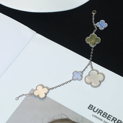 [Radiant Gem]¯CLOVER BRACELET 5 MOTIFS MOP CHALCEDONY SILVER