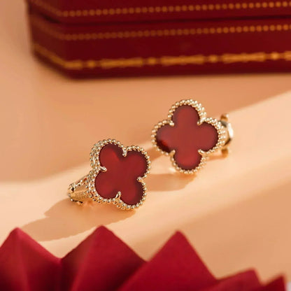 [Radiant Gem]¯CLOVER MEDIUM 1 MOTIFS CARNELIAN  EARRINGS