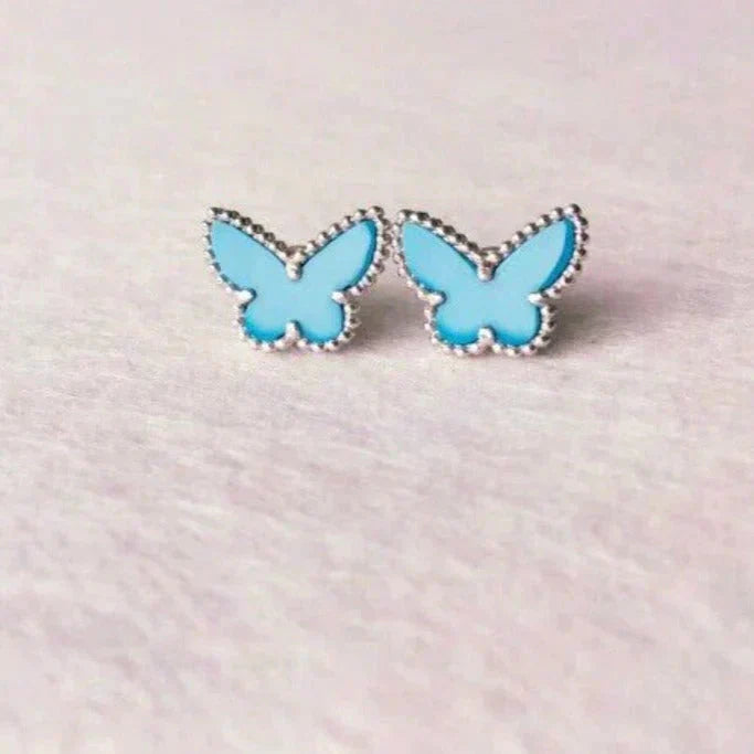 [Radiant Gem]¯BUTTERFLY TURQUOISE EARRINGS SILVER