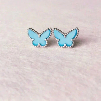[Radiant Gem]¯BUTTERFLY TURQUOISE EARRINGS SILVER