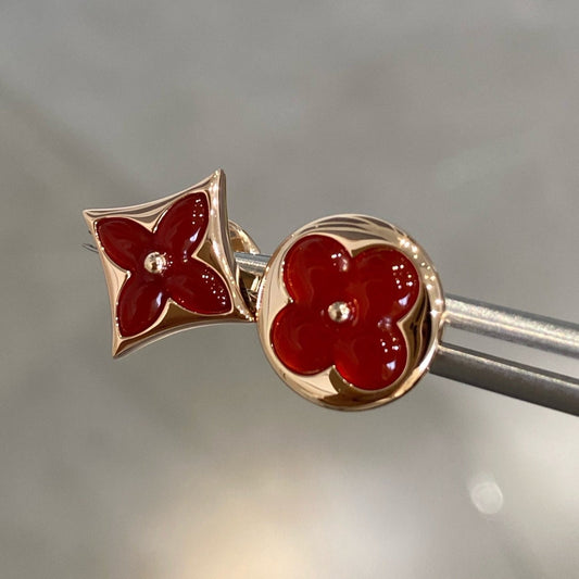[Radiant Gem]¯STAR AND SUN PINK GOLD CARNELIAN STUD EARRINGS