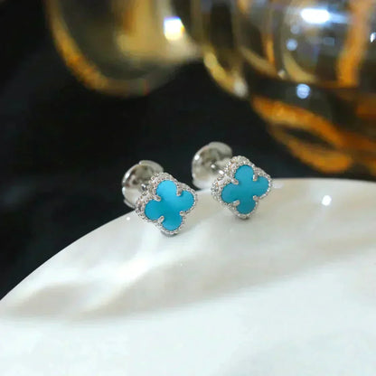[Radiant Gem]¯CLOVER MINI 9.5MM ONYX STUD EARRINGS SILVER