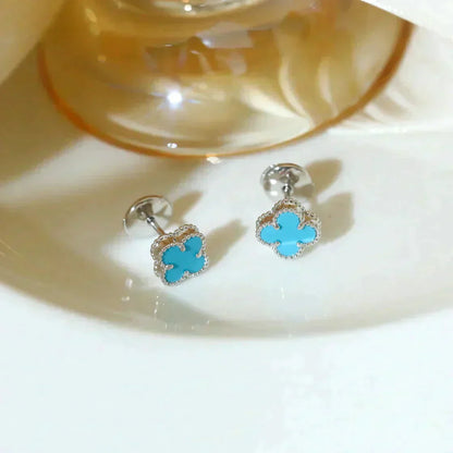 [Radiant Gem]¯CLOVER MINI 9.5MM ONYX STUD EARRINGS SILVER