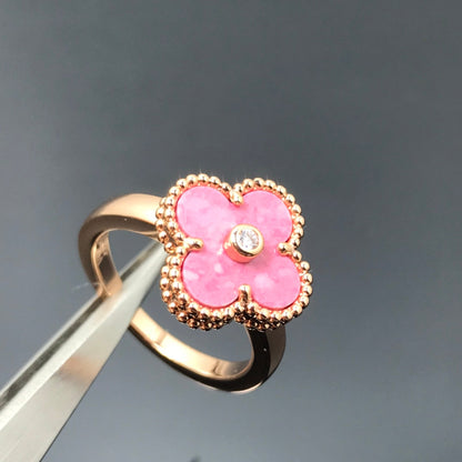 [Radiant Gem]¯CLOVER RHODONITE ROSE GOLD RING
