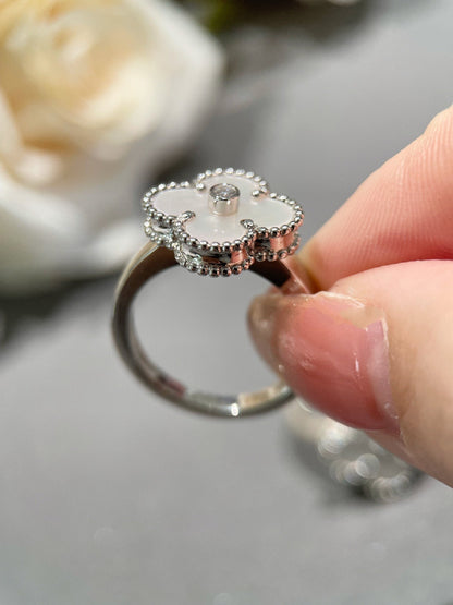 [Radiant Gem]¯CLOVER SILVER MOP DIAMOND RING