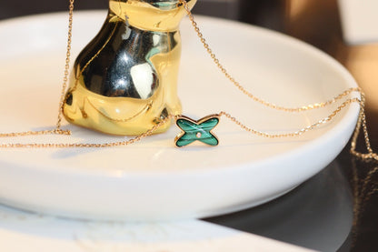 [Radiant Gem]¯JEUX MALACHITE 1 DIAMOND PINK GOLD NECKLACE