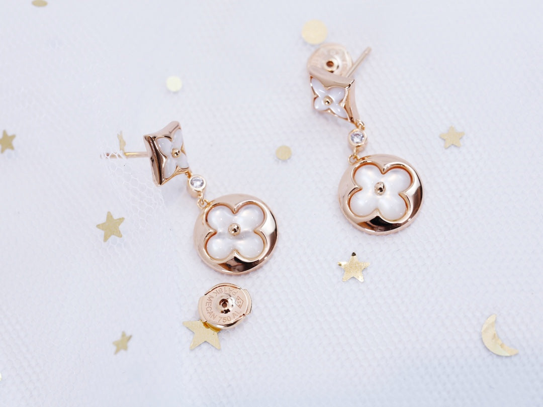 [Radiant Gem]¯STAR AND SUN PINK GOLD MOP DROP EARRINGS