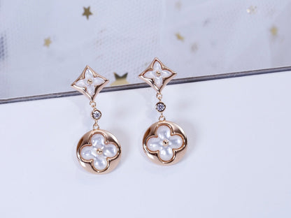 [Radiant Gem]¯STAR AND SUN PINK GOLD MOP DROP EARRINGS