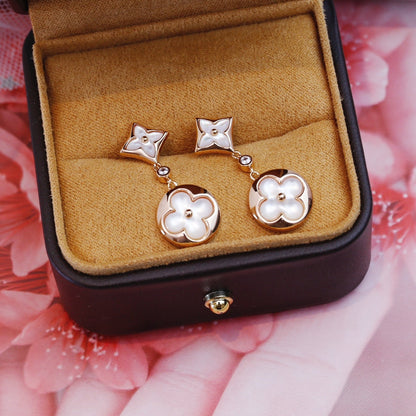 [Radiant Gem]¯STAR AND SUN PINK GOLD MOP DROP EARRINGS