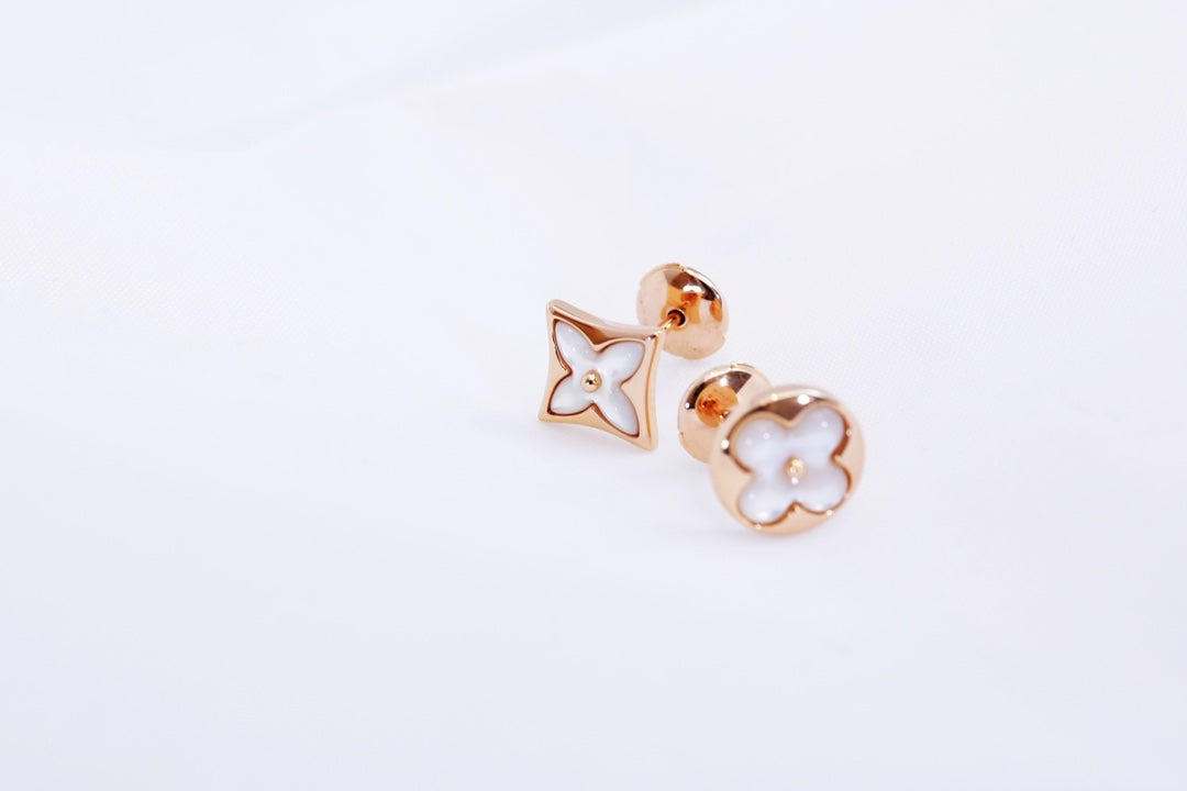 [Radiant Gem]¯STAR AND SUN PINK GOLD MOP STUD EARRINGS