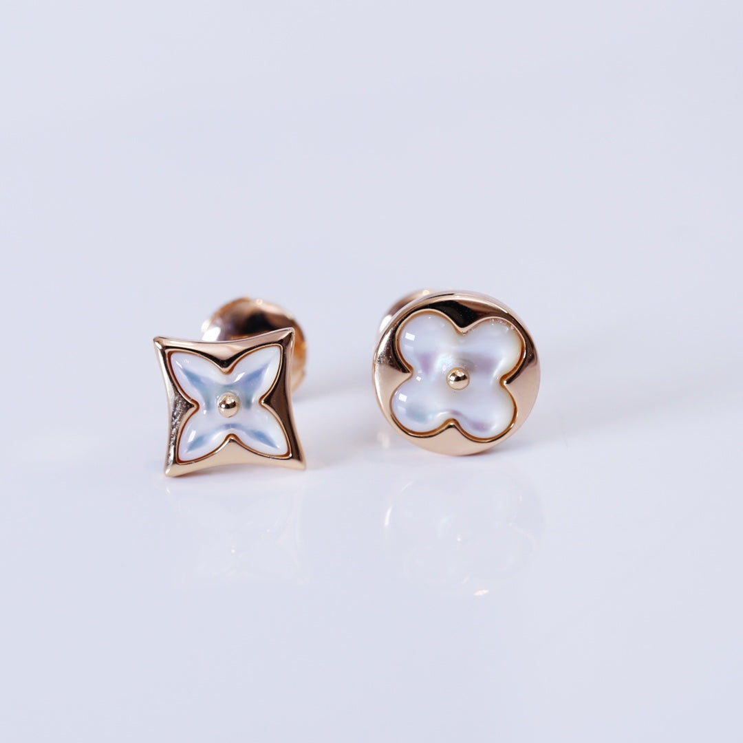 [Radiant Gem]¯STAR AND SUN PINK GOLD MOP STUD EARRINGS