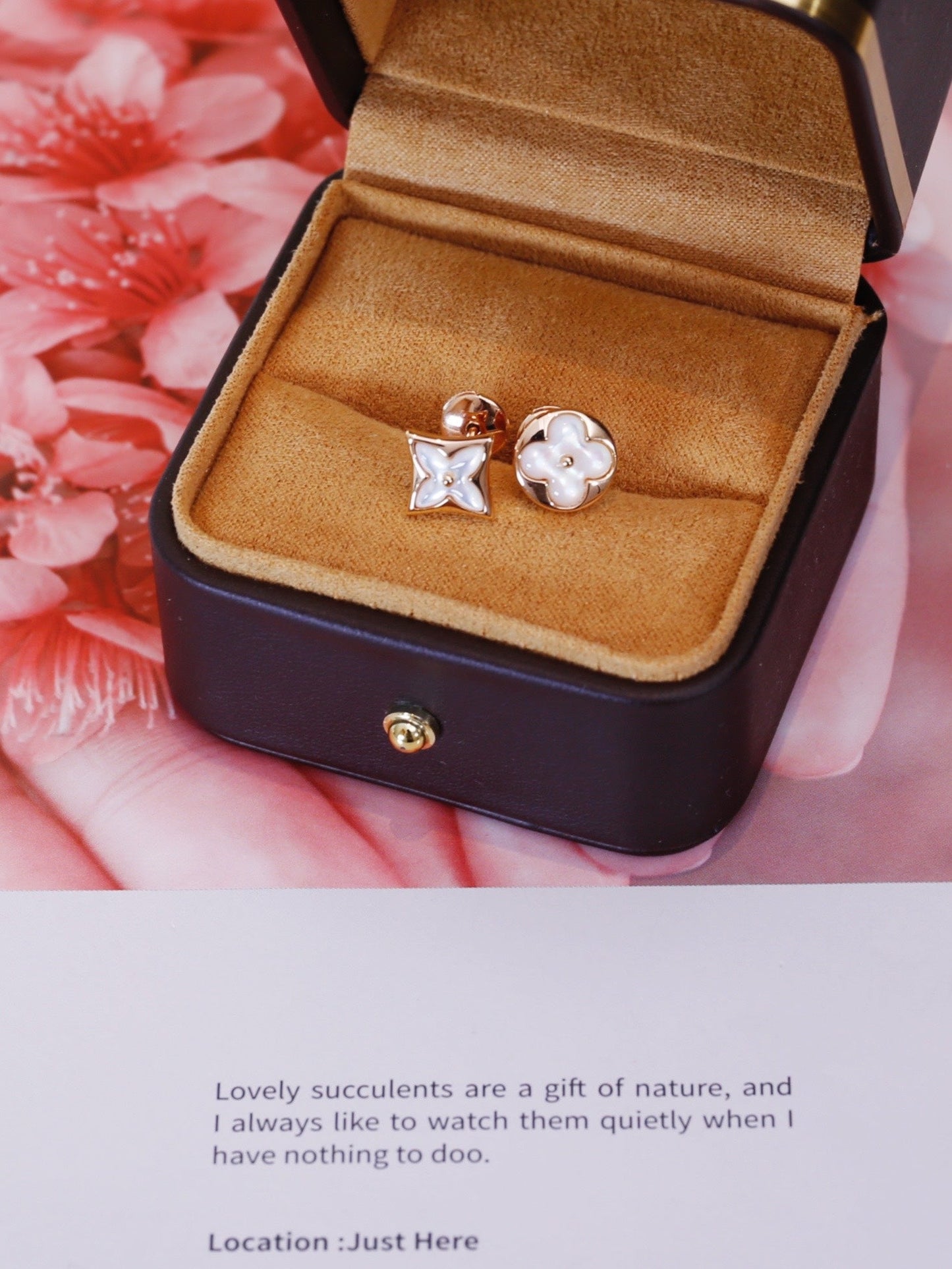 [Radiant Gem]¯STAR AND SUN PINK GOLD MOP STUD EARRINGS