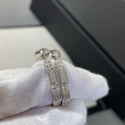 [Radiant Gem]¯LOVE DIAMOND SILVER HOOP EARRINGS