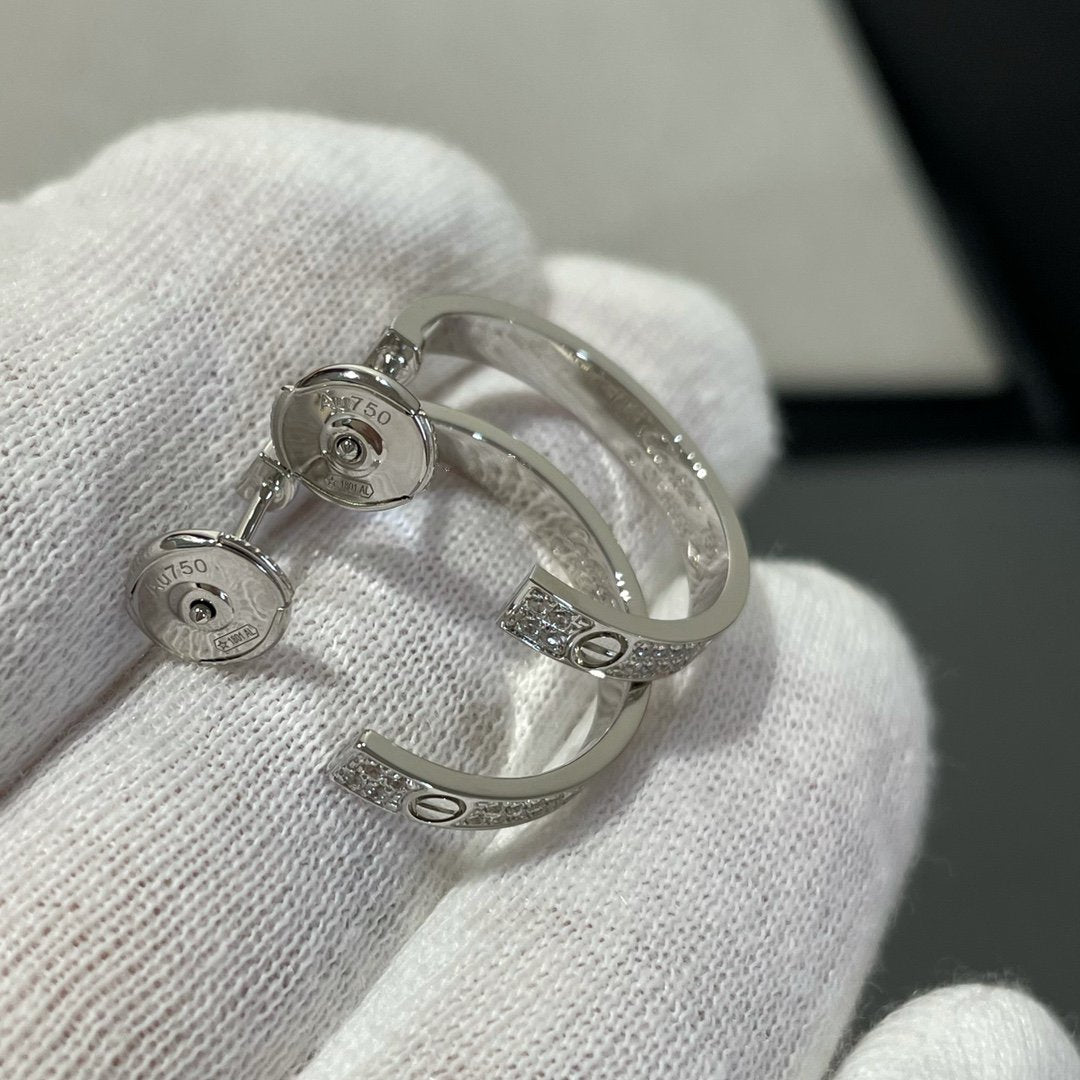 [Radiant Gem]¯LOVE DIAMOND SILVER HOOP EARRINGS