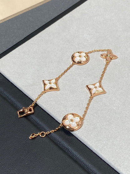 [Radiant Gem]¯STAR AND SUN 5 MOTIF MOP PINK GOLD BRACELET