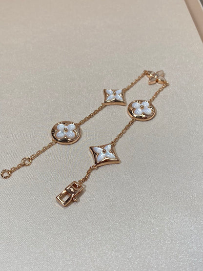 [Radiant Gem]¯STAR AND SUN 5 MOTIF MOP PINK GOLD BRACELET