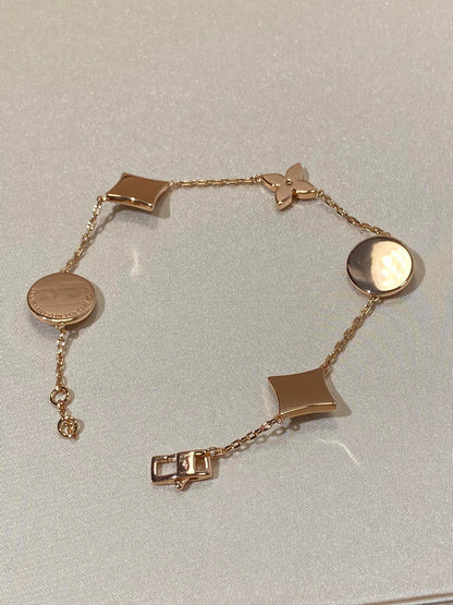 [Radiant Gem]¯STAR AND SUN 5 MOTIF MOP PINK GOLD BRACELET