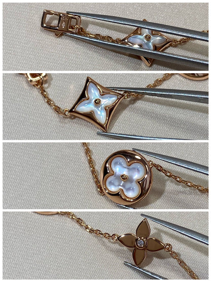 [Radiant Gem]¯STAR AND SUN 5 MOTIF MOP PINK GOLD BRACELET