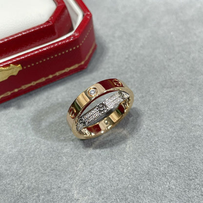 [Radiant Gem]¯LOVE PINK GOLD SILVER DIAMOND DOUBLE RING