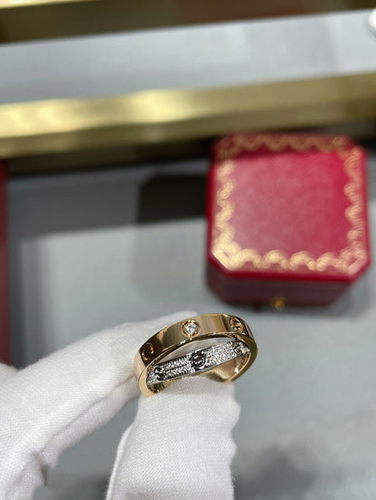 [Radiant Gem]¯LOVE PINK GOLD SILVER DIAMOND DOUBLE RING