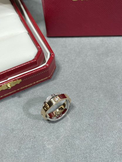 [Radiant Gem]¯LOVE PINK GOLD SILVER DIAMOND DOUBLE RING