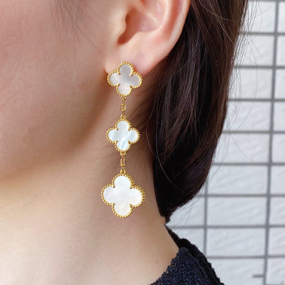 [Radiant Gem]¯CLOVER MOP 3 MOTIFS GOLD EARRINGS