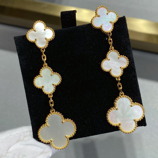 [Radiant Gem]¯CLOVER MOP 3 MOTIFS GOLD EARRINGS