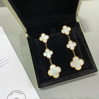 [Radiant Gem]¯CLOVER MOP 3 MOTIFS GOLD EARRINGS