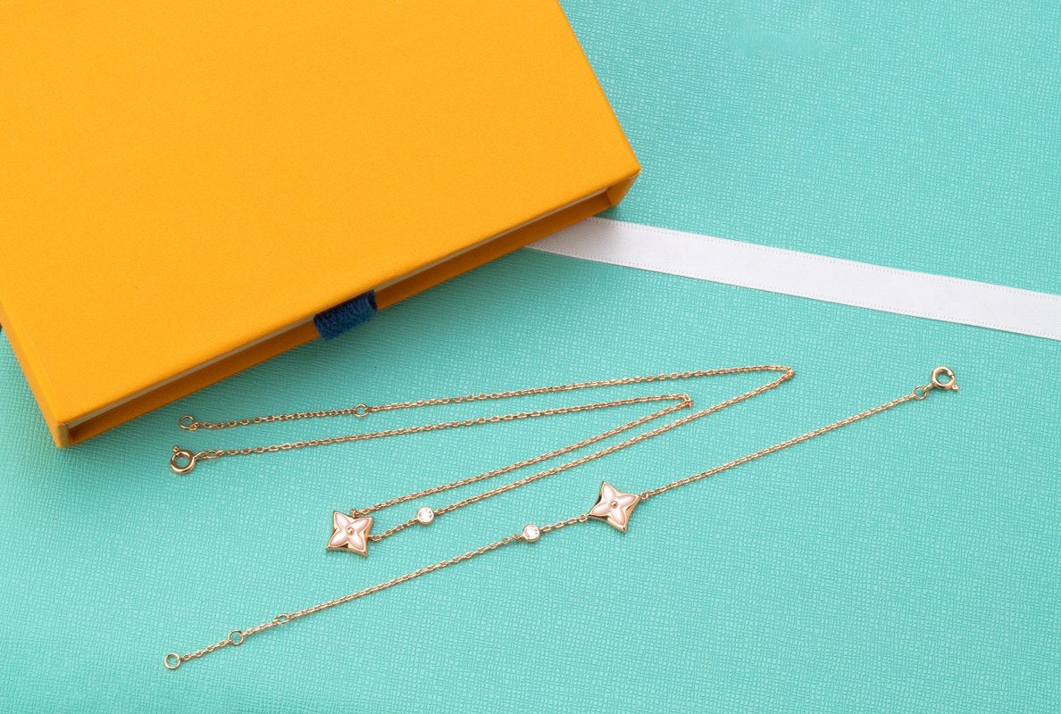 [Radiant Gem]¯STAR PINK MOP 1 DIAMOND PINK GOLD NECKLACE