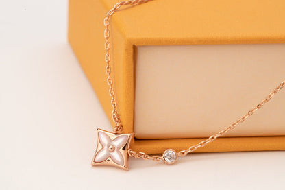 [Radiant Gem]¯STAR PINK MOP 1 DIAMOND PINK GOLD NECKLACE