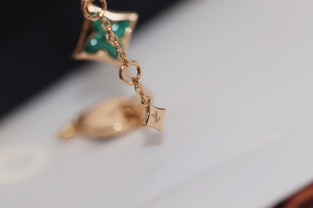[Radiant Gem]¯STAR AND SUN 4 MOTIF PINK GOLD MALACHITE BRACELET