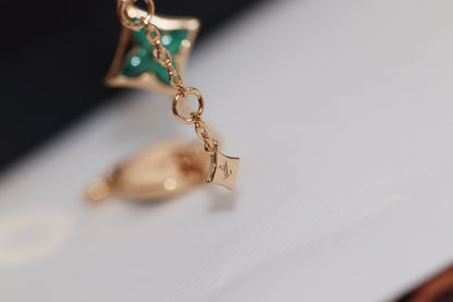 [Radiant Gem]¯STAR AND SUN 4 MOTIF PINK GOLD MALACHITE BRACELET