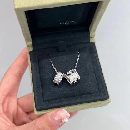 [Radiant Gem]¯PERLEE DOUBLE PENDANT SILVER DIAMOND NECKLACE