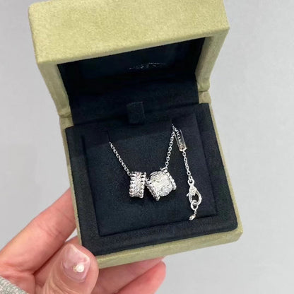 [Radiant Gem]¯PERLEE DOUBLE PENDANT SILVER DIAMOND NECKLACE