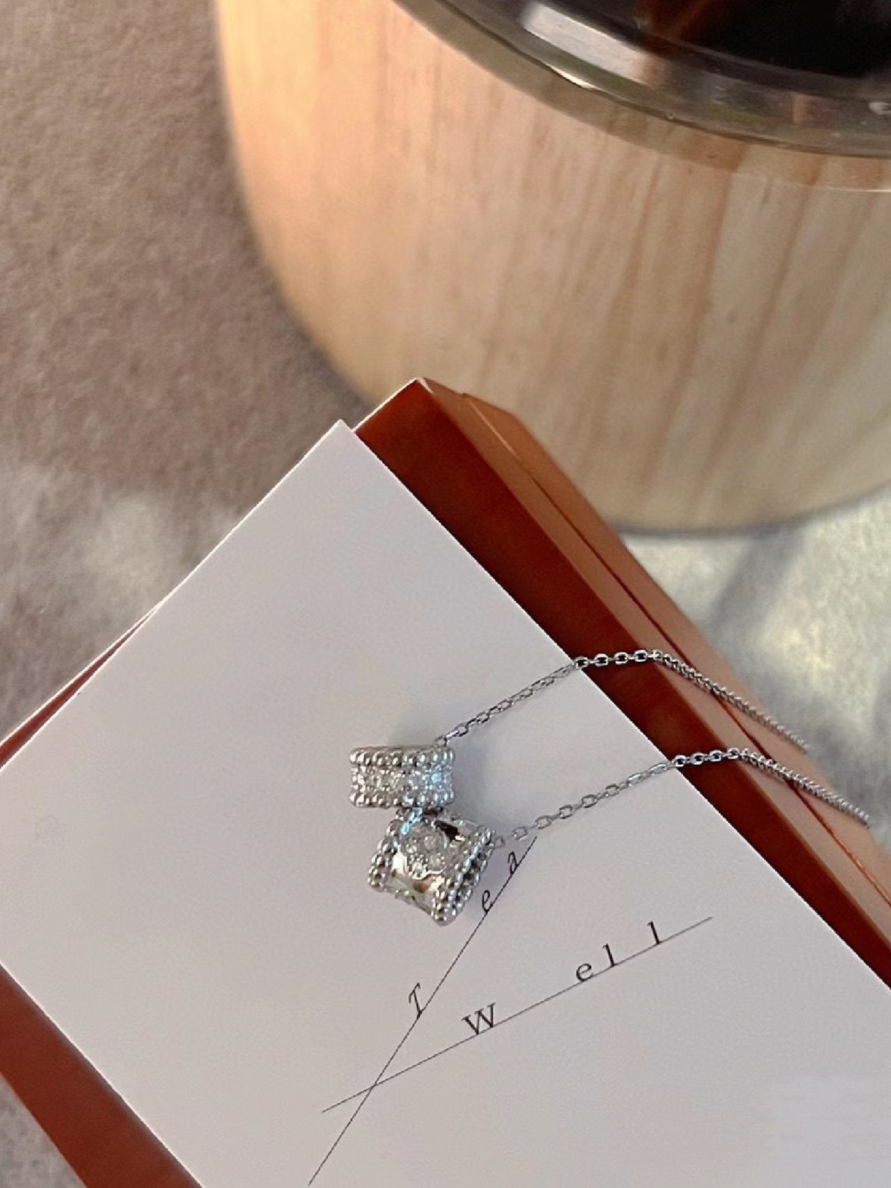 [Radiant Gem]¯PERLEE DOUBLE PENDANT SILVER DIAMOND NECKLACE