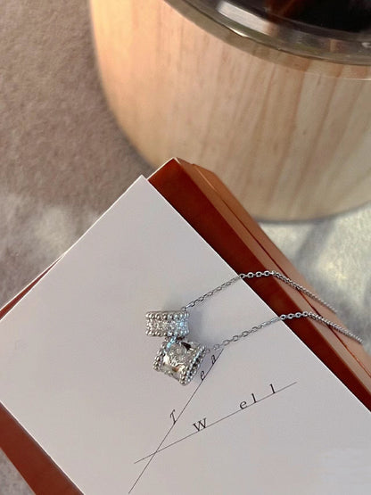 [Radiant Gem]¯PERLEE DOUBLE PENDANT SILVER DIAMOND NECKLACE