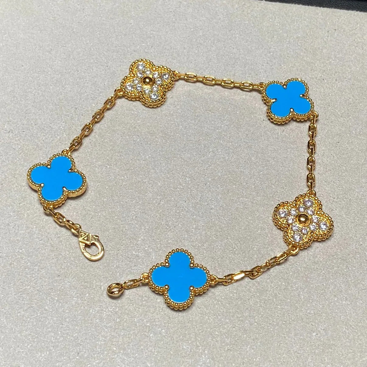 [Radiant Gem]New CLOVER 5 MOTIF BLUE AGATE BRACELET COLLECTION
