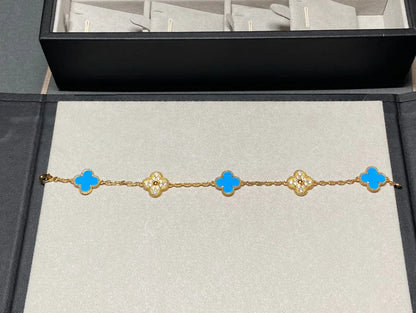 [Radiant Gem]New CLOVER 5 MOTIF BLUE AGATE BRACELET COLLECTION