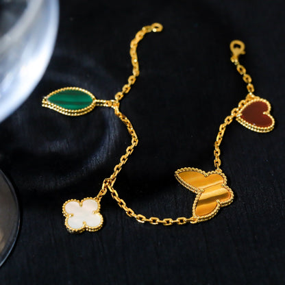 [Radiant Gem]¯LUCKY SPRING 5 MOTIF GOLD BRACELET