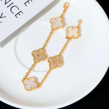 [Radiant Gem]New CLOVER WHITE PEARL MOP 5 MOTIF BRACELET COLLECTION