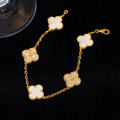 [Radiant Gem]New CLOVER WHITE PEARL MOP 5 MOTIF BRACELET COLLECTION