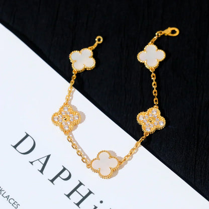 [Radiant Gem]New CLOVER WHITE PEARL MOP 5 MOTIF BRACELET COLLECTION