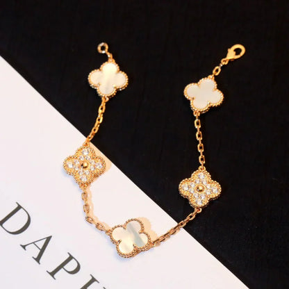[Radiant Gem]New CLOVER WHITE PEARL MOP 5 MOTIF BRACELET COLLECTION
